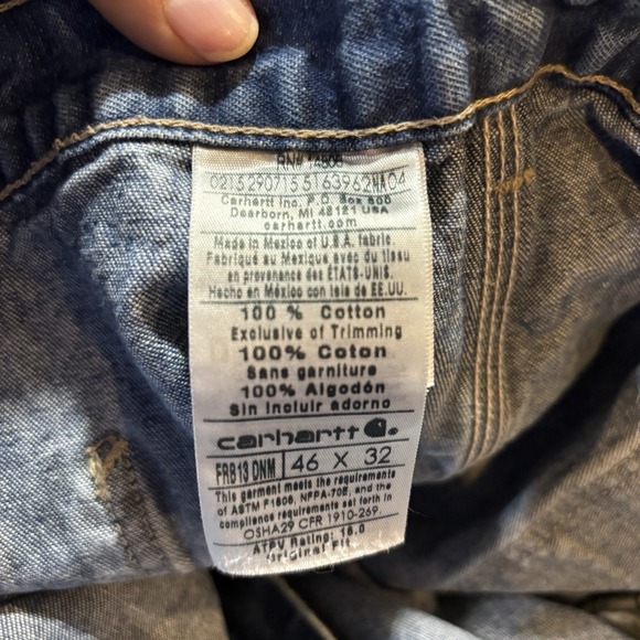 Carhartt FR Flame Resistant Denim‎ Work Jeans 46x32 Blue Utility Carpenter - Picture 7 of 7